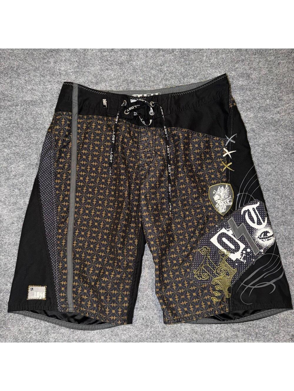 LOST Enterprises Grunge Surf Board Shorts Mens MD 33 VTG Y2K 90s Rare